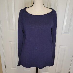 Lilly Pulitzer Navy Sweater with Gold Button Back – Size L
